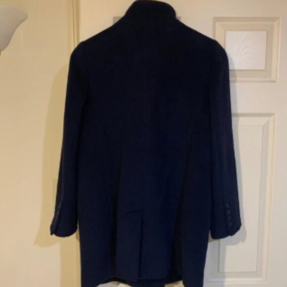 Talbots Navy Blue Lined Double Breasted Wool Blend Coat s 10 - Picture 4 of 6